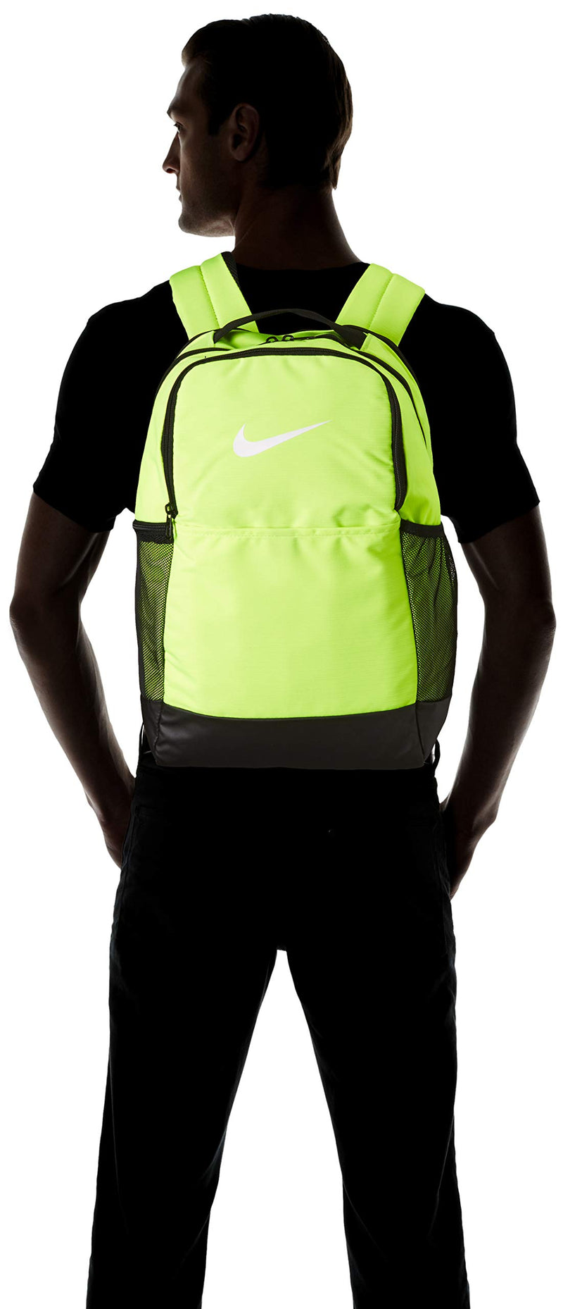 Nike Brasilia Medium Training Backpack, Nike Backpack for Women and Men with Secure Storage & Water Resistant Coating, Volt/Black/White - backpacks4less.com