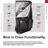 TUMI - Alpha Bravo London Roll Top Leather Laptop Backpack - 15 Inch Computer Bag for Men and Women - Black - backpacks4less.com
