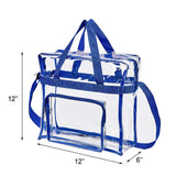 Magicbags Clear Tote Bag Stadium Approved,Adjustable Shoulder Strap and Zippered Top,Stadium Security Travel & Gym Clear Bag, Perfect for Work, School, Sports Games and Concerts-12" x12" x6"(Blue) - backpacks4less.com