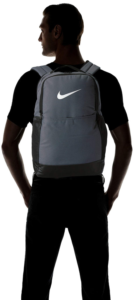 Nike Brasilia Medium Training Backpack, Nike Backpack for Women and Men with Secure Storage & Water Resistant Coating, Flint Grey/Black/White - backpacks4less.com