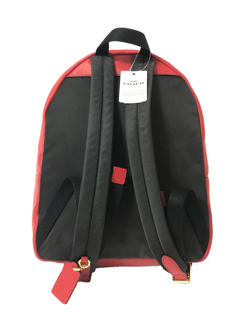 coach backpack red black COACH Signature Coated Canvas Medium Charlie Backpack Purse