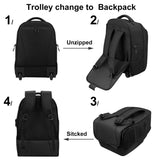 Rolling Backpack,Wheeled Laptop Backpack for Travel,Freewheel Carryon Trolley Luggage Suitcase Compact Business Bag,Wheeled Rucksack Student Computer Trolley Carry Luggage Fits 15.6Inch Laptop - Black - backpacks4less.com
