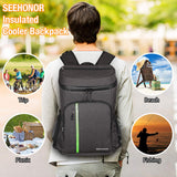 SEEHONOR Insulated Cooler Backpack Leakproof Soft Cooler Bag Lightweight Backpack with Cooler for Lunch Picnic Hiking Camping Beach Park Day Trips, 30 Cans (Black) - backpacks4less.com