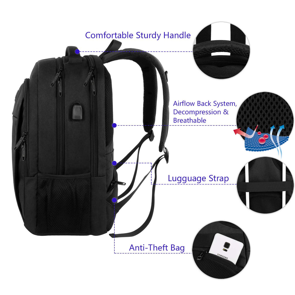 Travel Backpack with USB, Water Resistant Durable College School Backpack  with Anti Theft Pocket for Women & Men, Slim Business Laptop Bag  Lightweight