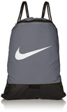 Nike Brasilia Training Gymsack, Drawstring Backpack with Zipper Pocket and Reinforced Bottom, Flint Grey/Flint Grey/White