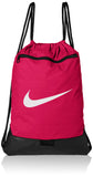 Nike Brasilia Training Gymsack, Drawstring Backpack with Zipper Pocket and Reinforced Bottom, Rush Pink/Rush Pink/White - backpacks4less.com