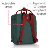 Fjallraven - Kanken Mini Classic Backpack for Everyday, Forest Green/Ox Red - backpacks4less.com