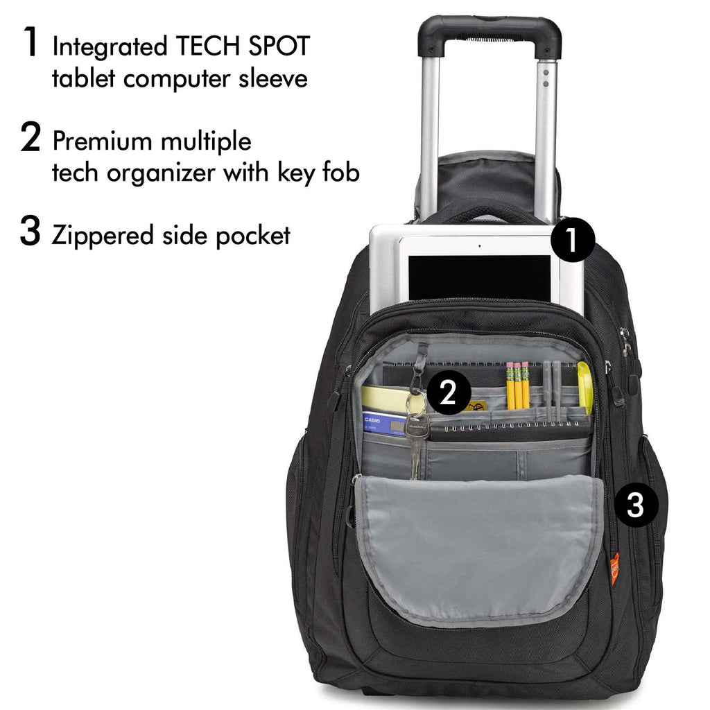 High Sierra Rev Wheeled Laptop Backpack, Black - backpacks4less.com