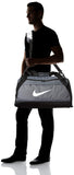 Nike Brasilia Training Duffel Bag, Versatile Bag with Padded Strap and Mesh Exterior Pocket, Medium, Flint Grey/Black/White - backpacks4less.com