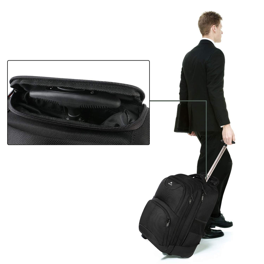 Leather Carry On Luggage with Wheels for Men, Small Rolling Suitcase Cabin  Bag with 16-inch Laptop Sleeve