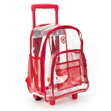 Rolling Clear Backpack Heavy Duty Bookbag Quality See Through Workbag Travel Daypack Transparent School Book Bags with Wheels Red - backpacks4less.com