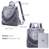 BOYATU Convertible Genuine Leather Backpack Purse for Women Fashion Travel Bag Grey-03 - backpacks4less.com