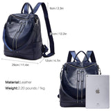 BOYATU Convertible Genuine Leather Backpack Purse for Women Fashion Travel Bag Blue-03 - backpacks4less.com