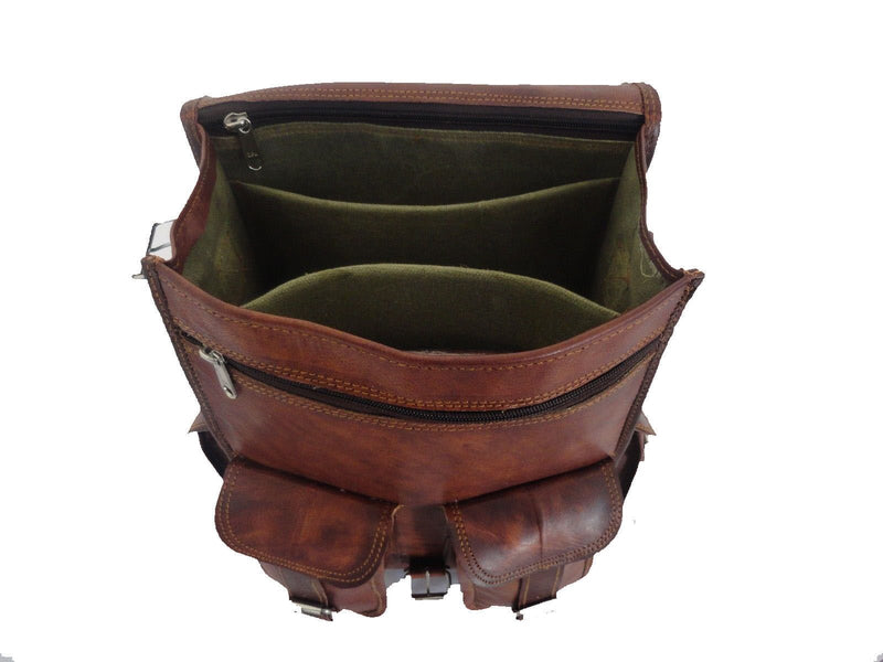 15" Vintage Leather Backpack Laptop Messenger Lightweight School College Bag Rucksack Sling for Men Women by Indian Hando Art - backpacks4less.com