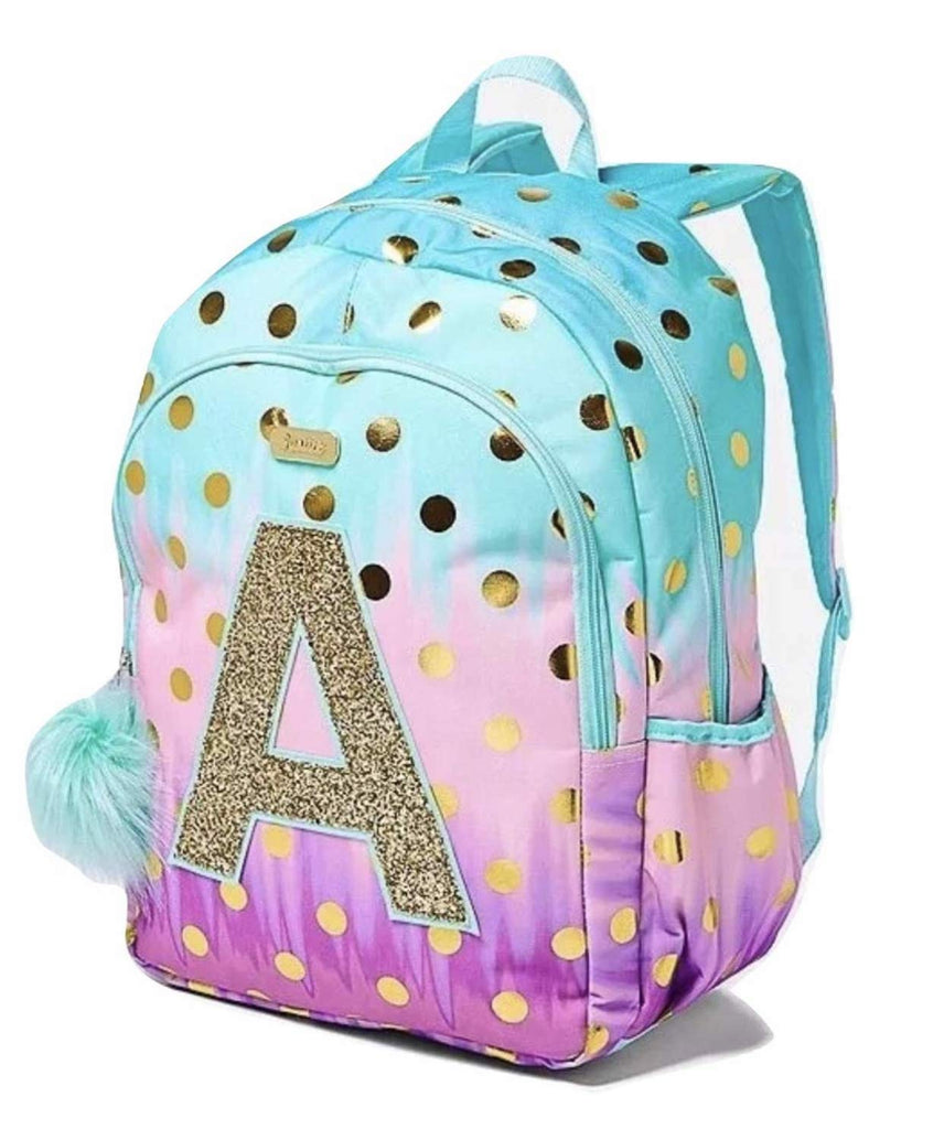 Justice School Backpack Dot Ombre Foil Initial (Letter M) –