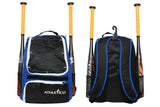 Athletico Baseball Bat Bag - Backpack for Baseball, T-Ball & Softball Equipment & Gear for Youth and Adults | Holds Bat, Helmet, Glove, Shoes | Separate Shoe Compartment & Fence Hook (Blue) - backpacks4less.com