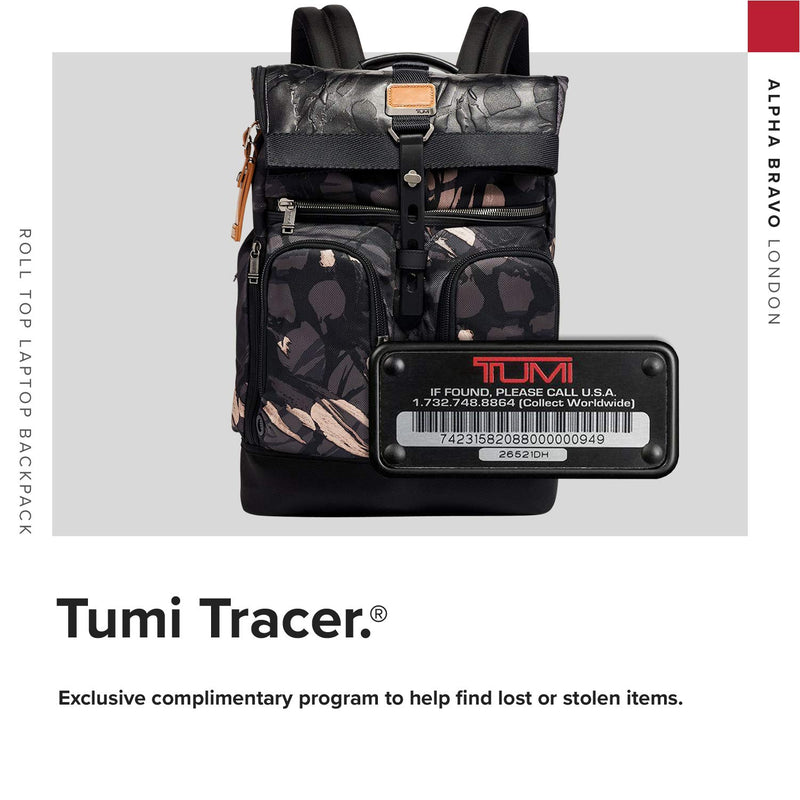 TUMI - Alpha Bravo London Roll Top Laptop Backpack - 15 Inch Computer Bag for Men and Women - Grey Highlands Print - backpacks4less.com