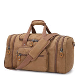 Plambag Canvas Duffle Bag for Travel, 50L Duffel Overnight Weekend Bag(Coffee) - backpacks4less.com