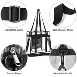 iSPECLE Clear Bag, Clear Tote Bag NFL Stadium Approved for Concert, Sport Football Games, Works, Shoulder Strap for Women Men 12 x 12 x 6 inch Black - backpacks4less.com