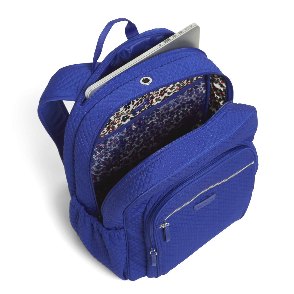 Vera Bradley Iconic Campus Backpack Microfiber Gage Blue backpacks4less