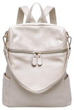 BOYATU Convertible Genuine Leather Backpack Purse for Women Fashion Travel Bag Off White