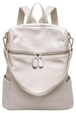 BOYATU Convertible Genuine Leather Backpack Purse for Women Fashion Travel Bag Off White - backpacks4less.com