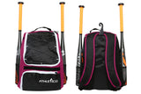 Athletico Baseball Bat Bag - Backpack for Baseball, T-Ball & Softball Equipment & Gear for Youth and Adults | Holds Bat, Helmet, Glove, Shoes |Shoe Compartment & Fence Hook (Maroon) - backpacks4less.com