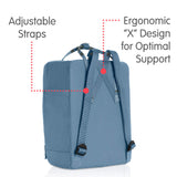 Fjallraven - Kanken Classic Backpack for Everyday, Blue Ridge/Random Blocked - backpacks4less.com