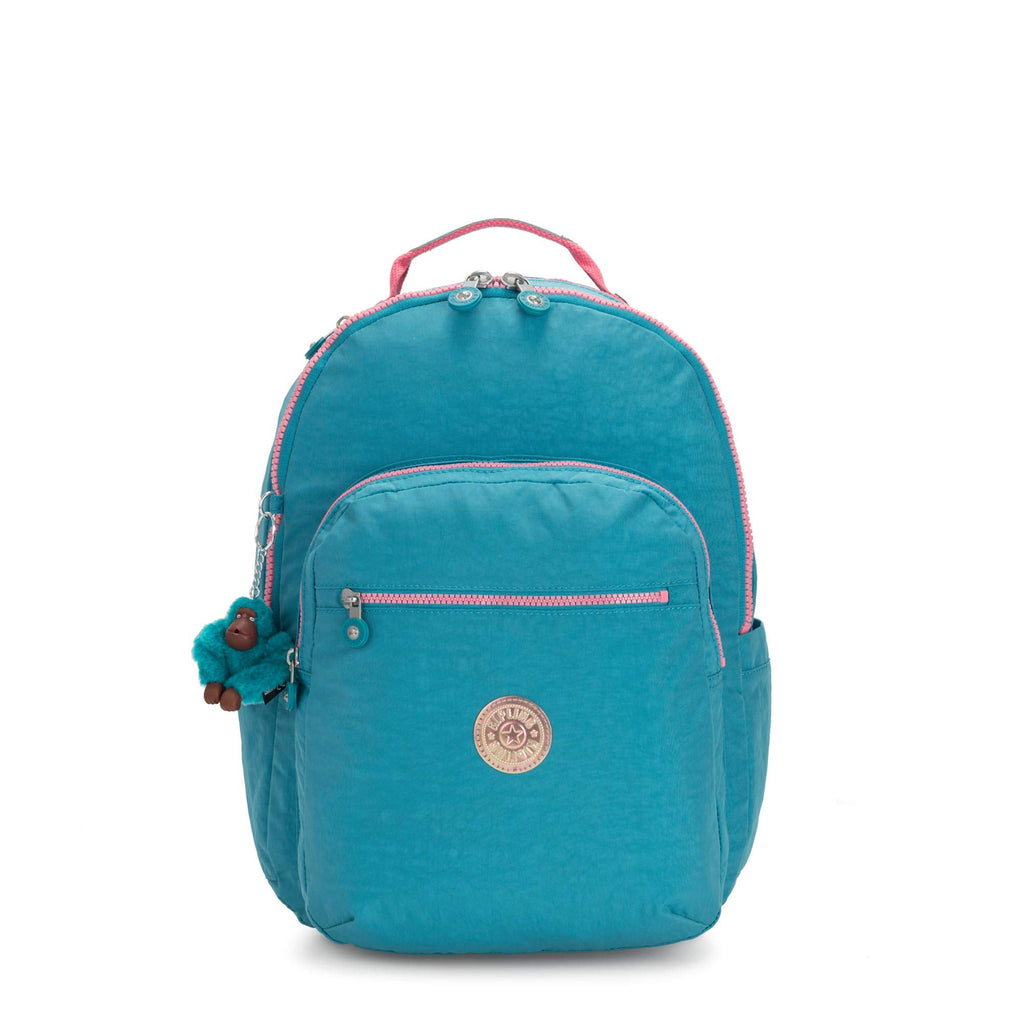 Kipling Seoul Large 15" Laptop Backpack Turquoise Sea - backpacks4less.com