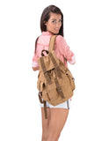 Gootium 21101KA-S Specially High Density Thick Canvas Backpack Rucksack, Khaki Small - backpacks4less.com