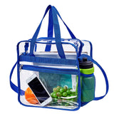 Clear Bag Stadium Approved,Multi-Pockets Clear Tote Bag with Adjustable Shoulder Strap,Perfect for Work, School, Sports Games and Concerts-12 X12 X6(Blue) - backpacks4less.com