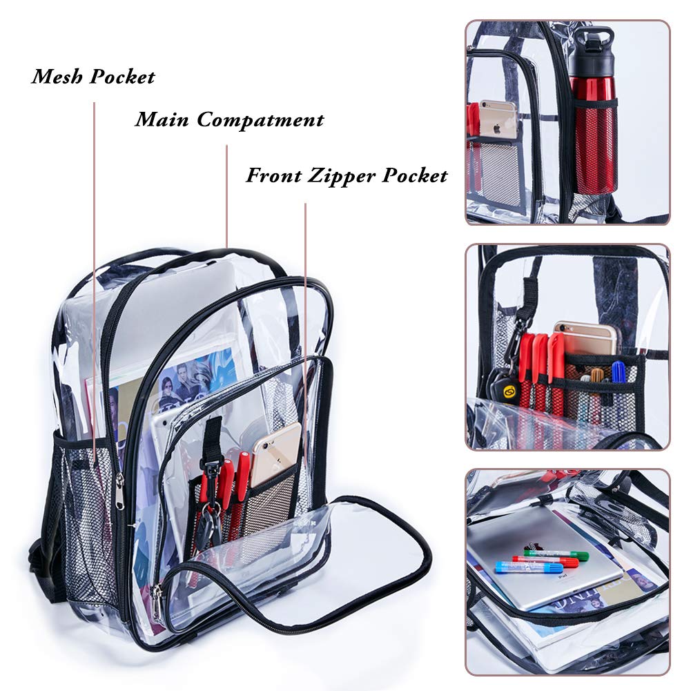 Heavy Duty Clear Backpack,Security Transparent Backpack,See Through Bookbag for Work, Security Check and Travel - backpacks4less.com