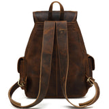 Kenox 16" Genuine Leather Laptop Backpack Vintage College School Bookbag (Brown) - backpacks4less.com