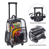 Magicbags Rolling Clear Backpack, Heavy Duty Cold-Resistant Security Transparent PVC Backpack with Wheels - backpacks4less.com