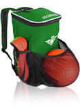 Soccer Backpack with Ball Holder Compartment - | Bag Fits All Soccer Equipment & Gym Gear (Black) (Green) - backpacks4less.com