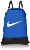 Nike Brasilia Training Gymsack, Drawstring Backpack with Zipper Pocket and Reinforced Bottom, Game Royal/Game Royal/White - backpacks4less.com