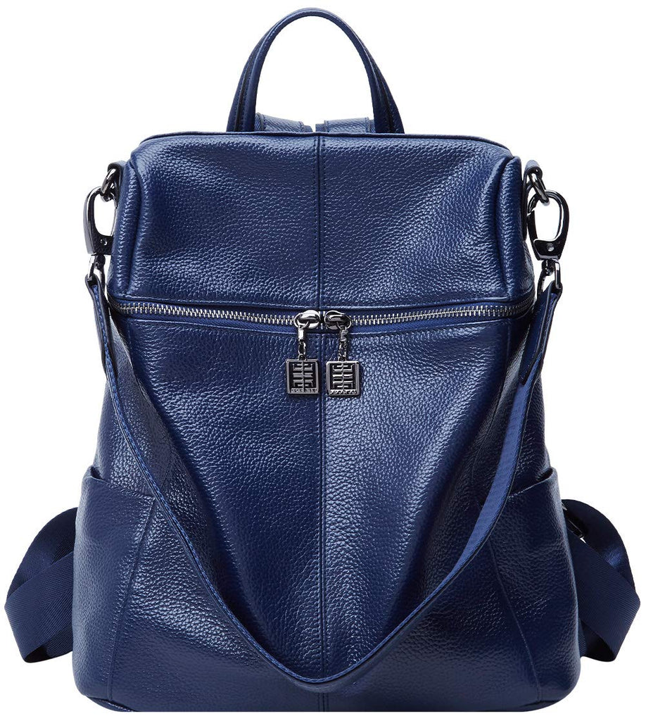 BOYATU Convertible Genuine Leather Backpack Purse for Women Fashion Travel Bag Blue-02 - backpacks4less.com