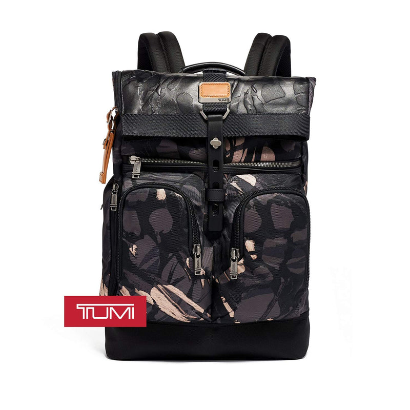 TUMI - Alpha Bravo London Roll Top Laptop Backpack - 15 Inch Computer Bag for Men and Women - Grey Highlands Print - backpacks4less.com