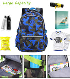 Ladyzone Camo School Backpack Lightweight Schoolbag Travel Camp Outdoor Daypack Bookbag for Your Children (Camouflage Blue（NS）) - backpacks4less.com