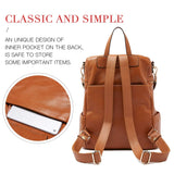 BOYATU Convertible Genuine Leather Backpack Purse for Women Fashion Travel Bag Caramel - backpacks4less.com