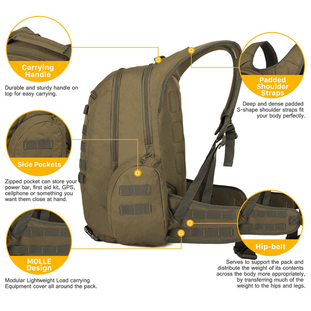 Mardingtop Tactical Backpack, Khaki 2.0, 52cm - backpacks4less.com