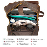 Tiding Genuine Leather Backpack 14 Inch Laptop Backpack Vintage Travel College School Bag Daypack for Men - backpacks4less.com