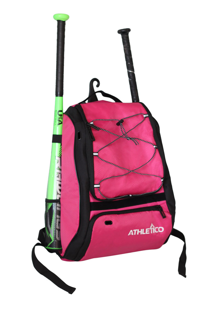 Athletico Baseball Bat Bag - Backpack for Baseball, T-Ball & Softball Equipment & Gear for Youth and Adults | Holds Bat, Helmet, Glove, Shoes | Shoe Compartment & Fence Hook (Magenta) - backpacks4less.com