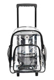 Rolling Clear Backpack Heavy Duty Bookbag Quality See Through Workbag Travel Daypack Transparent School Book Bags with Wheels Black - backpacks4less.com
