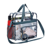 MAY TREE Clear Bag Stadium Approved, Cold-Resistant, Lightweight and Waterproof, Transparent Tote Bag and Gym Clear Bag, See Through Tote Bag for Work, Sports Games and Concerts-12 x12 x6 (Gray)