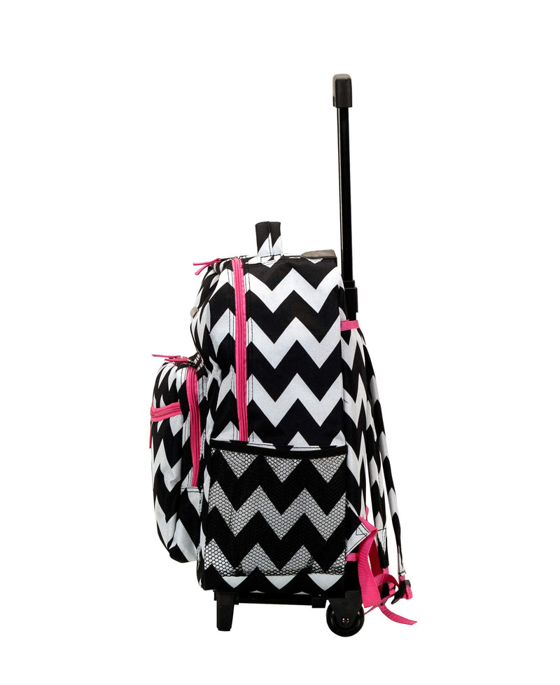 Rockland 17" Rolling Backpack, Pinkchevron, One Size - backpacks4less.com