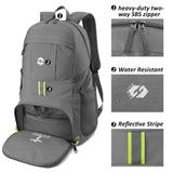 OlarHike Lightweight Travel Backpack, 35L Water Resistant Packable Traveling/Hiking Backpack Daypack for Men & Women, Multipurpose Use - Grey - backpacks4less.com