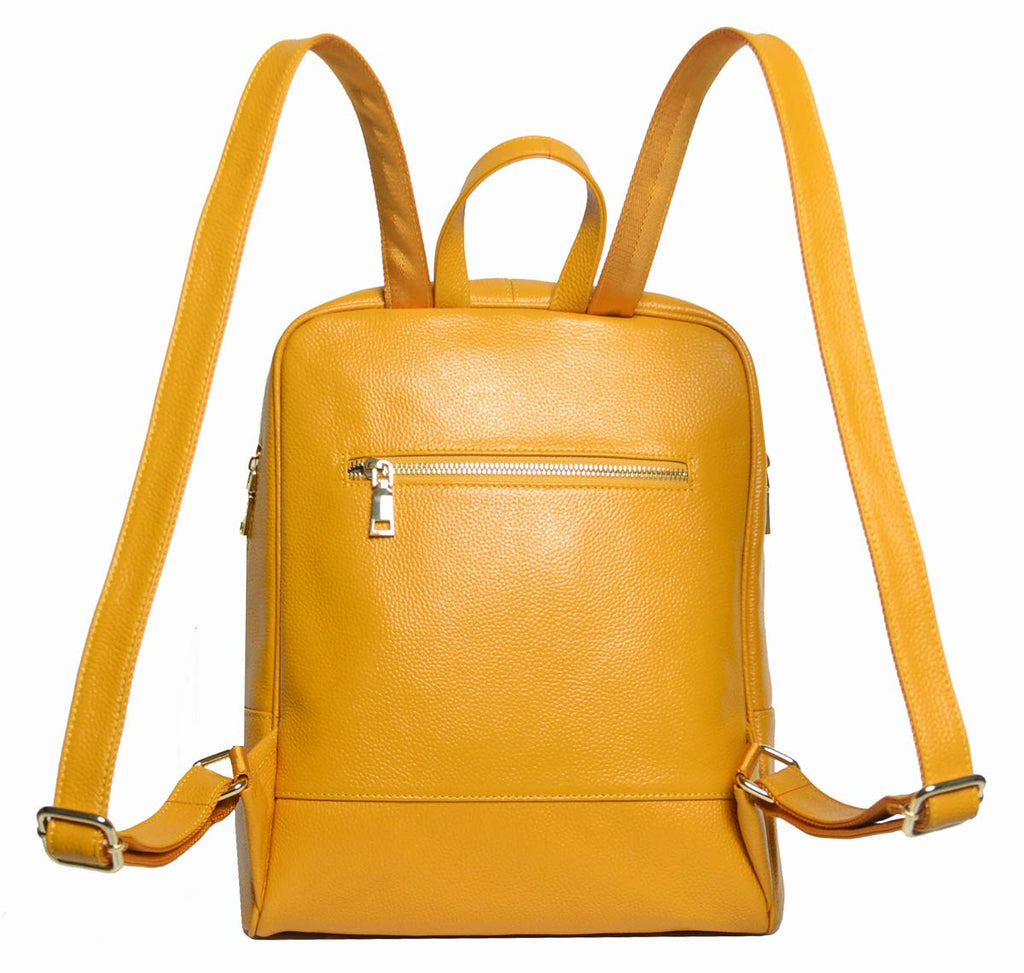 Coolcy Hot Style Women Real Genuine Leather Backpack Fashion Bag (Golden yellow) - backpacks4less.com