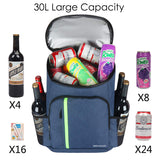 SEEHONOR Insulated Cooler Backpack Leakproof Soft Cooler Bag Lightweight Backpack Cooler for Lunch Picnic Hiking Camping Beach Park Day Trips, 30 Cans - backpacks4less.com