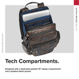 TUMI - Alpha Bravo Nellis Leather Laptop Backpack - 15 Inch Computer Bag for Men and Women - Dark Brown - backpacks4less.com